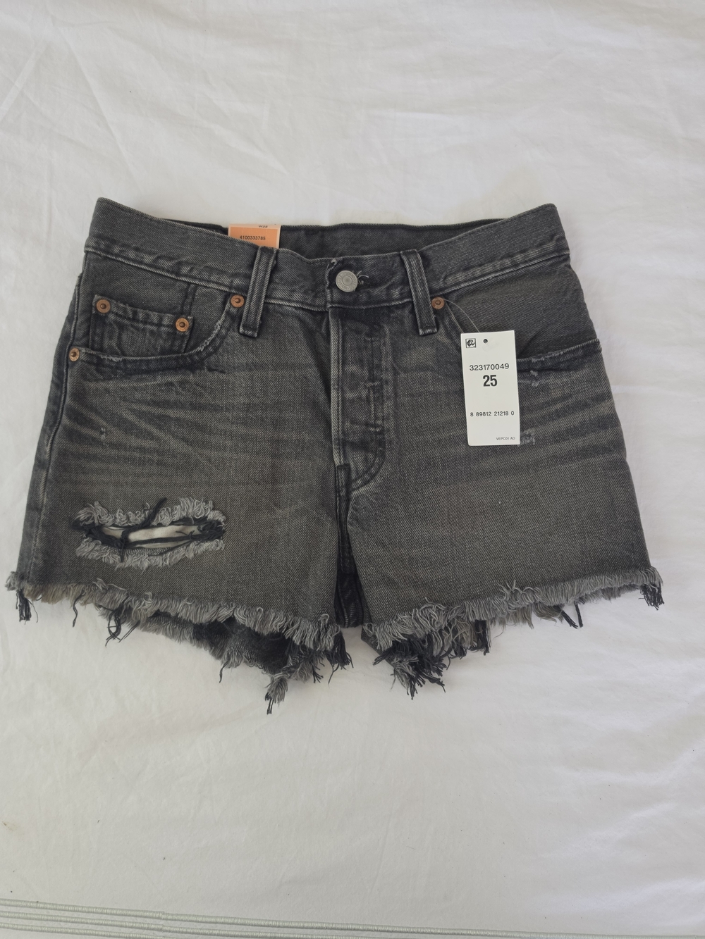 Levi's Black Distressed Denim Shorts